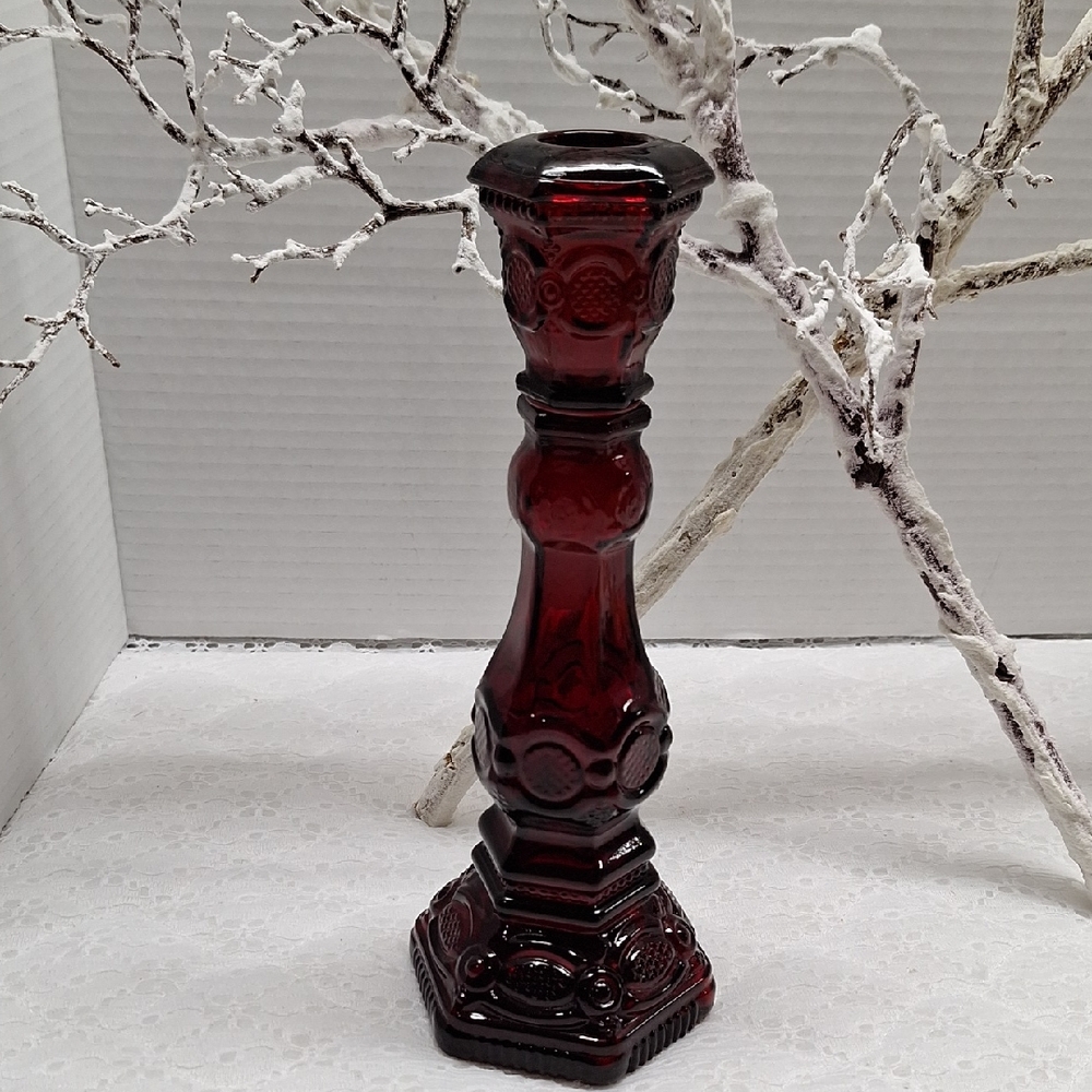 #ADO Vintage Avon cape Cod Collection Ruby  Candlestick Holder